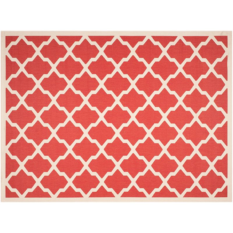 Safavieh Courtyard Moroccan Lattice Indoor Outdoor Rug, Red, 8Ft Sq