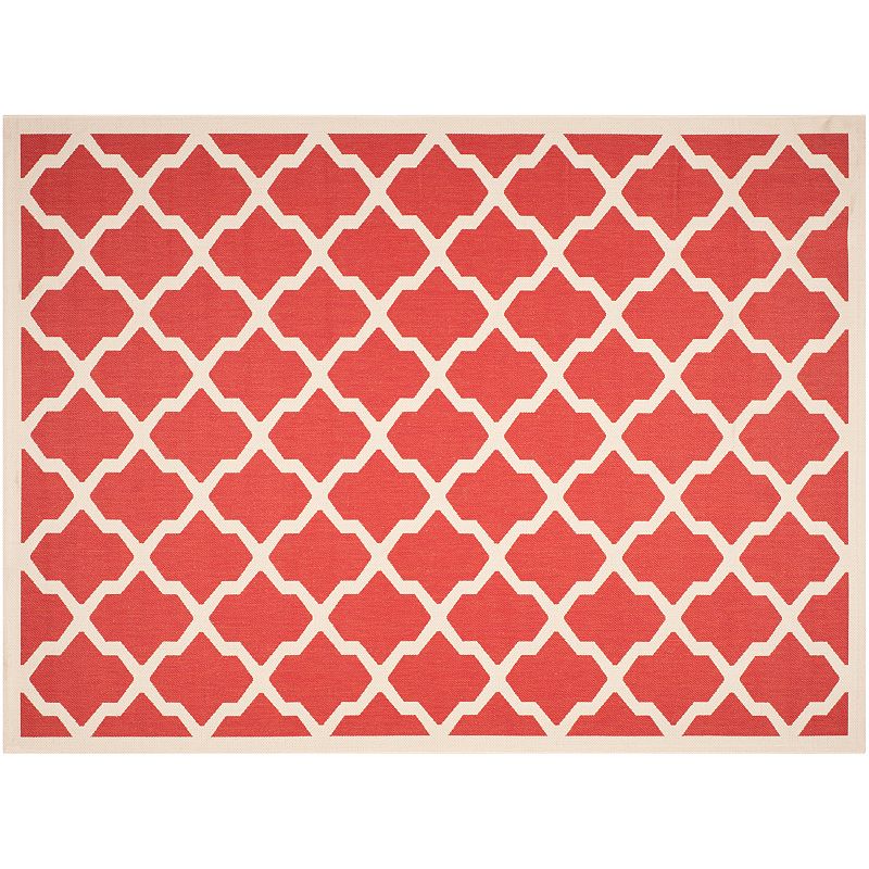 Safavieh Courtyard Moroccan Lattice Indoor Outdoor Rug, Red, 8Ft Sq