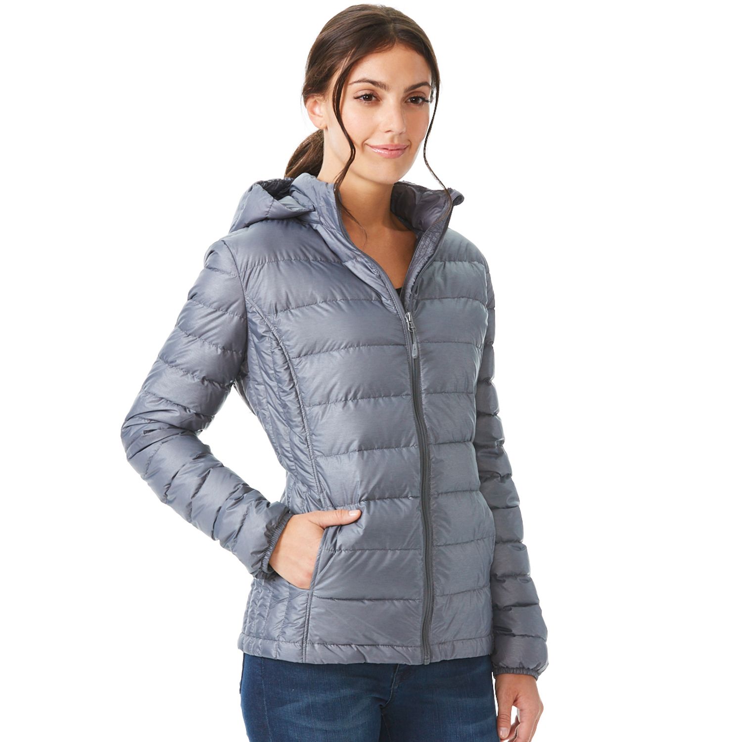 women's heat keep down hooded puffer jacket