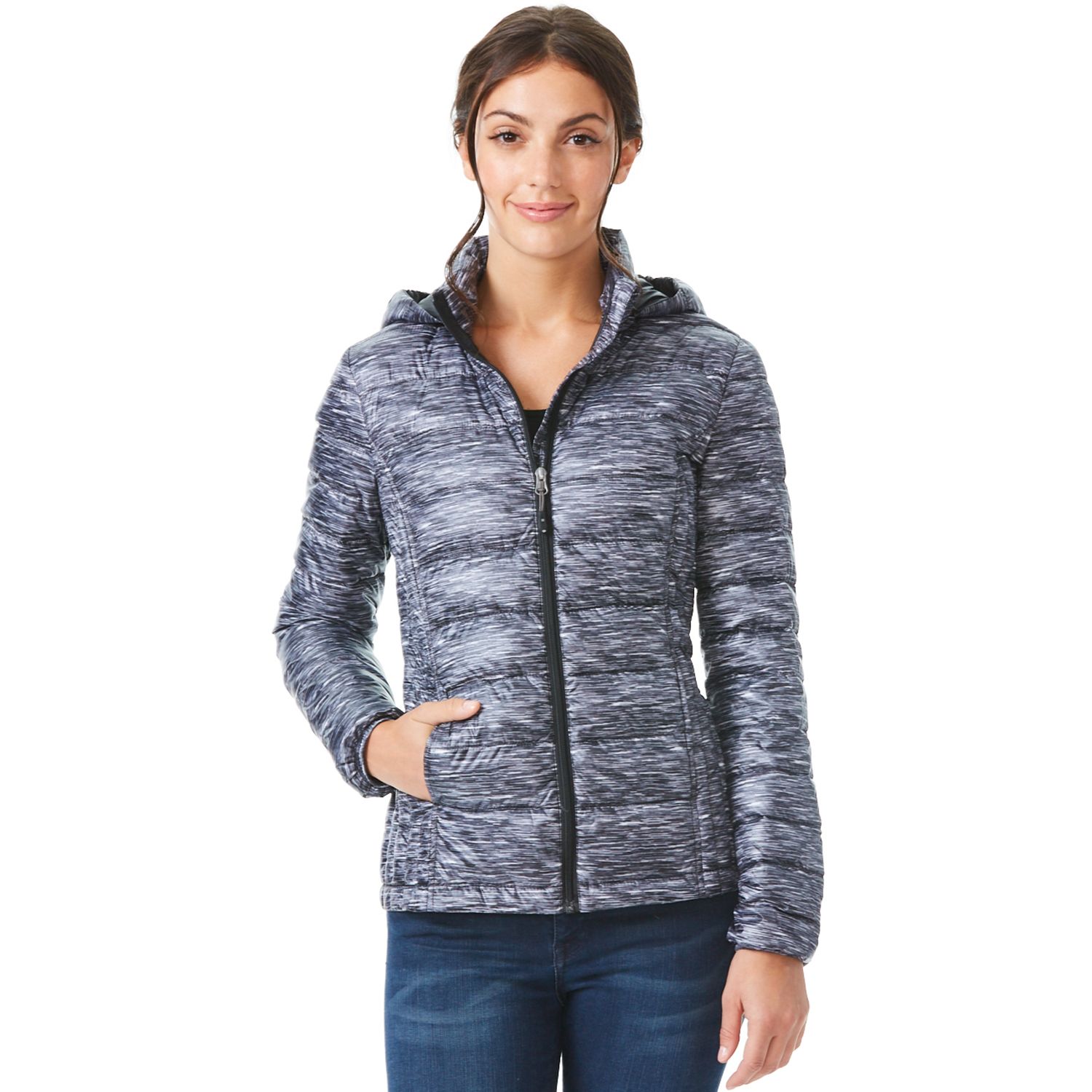 women's heat keep down hooded puffer jacket