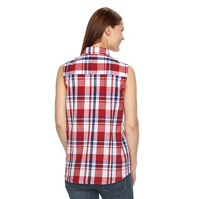 Women's Croft & Barrow® Sleeveless Button-Down Shirt