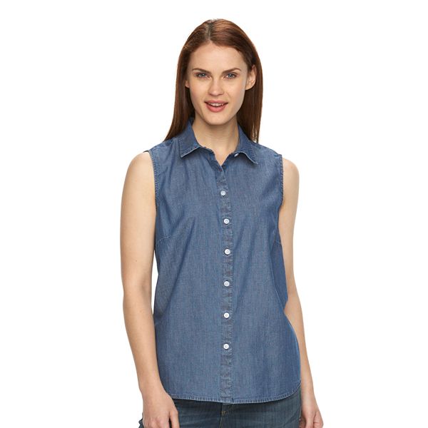 Women's Croft & Barrow® Sleeveless Button-Down Shirt