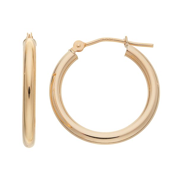 18k Gold Polished Tube Hoop Earrings