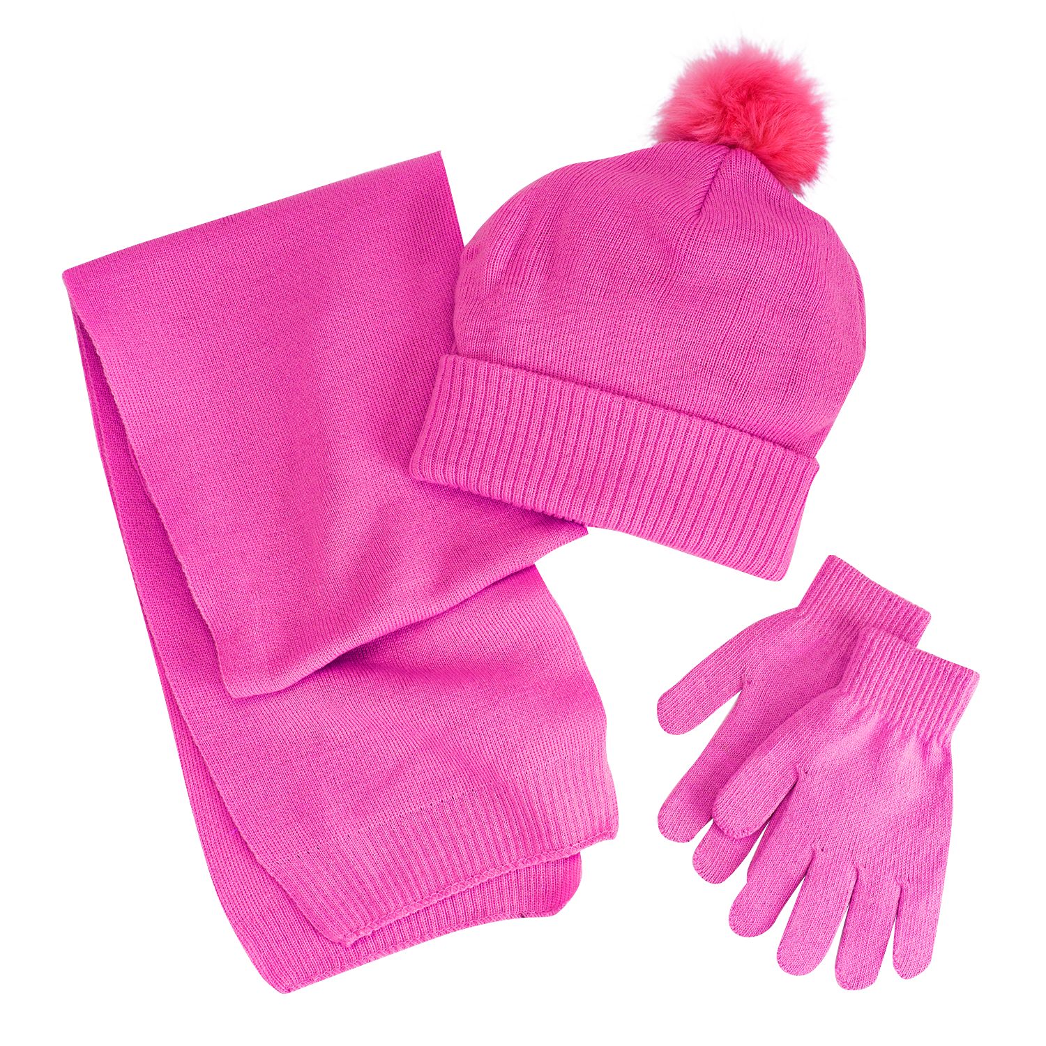 ladies pink hat scarf and glove set