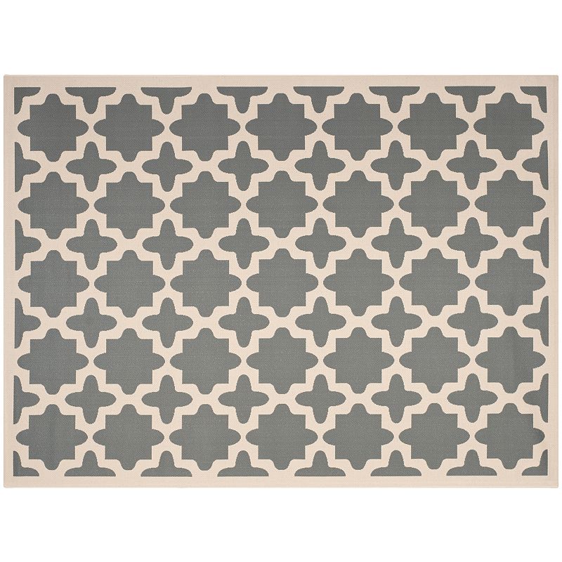 Safavieh Courtyard Fret Indoor Outdoor Rug, Grey, 8Ft Rnd