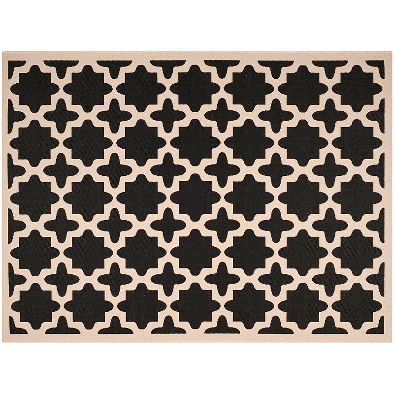 Safavieh Courtyard Fret Indoor Outdoor Rug, Black, 6.5X9.5 Ft