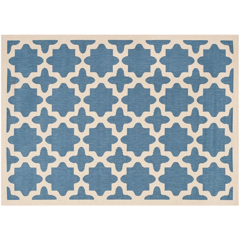 Safavieh Courtyard Fret Indoor Outdoor Rug, Blue, 8Ft Rnd