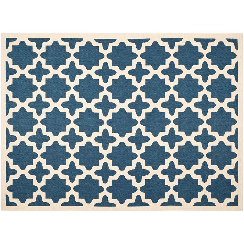 Safavieh Courtyard Fret Indoor Outdoor Rug, Blue, 8Ft Sq