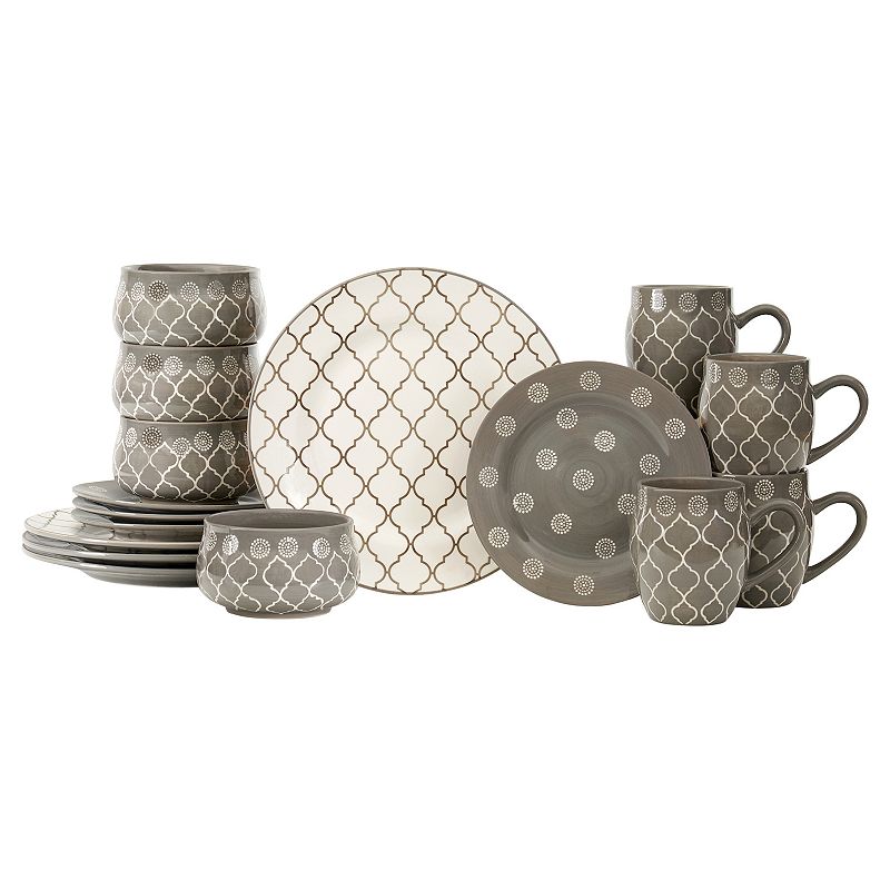 Marcela 16 Piece Dinnerware Set  Grey