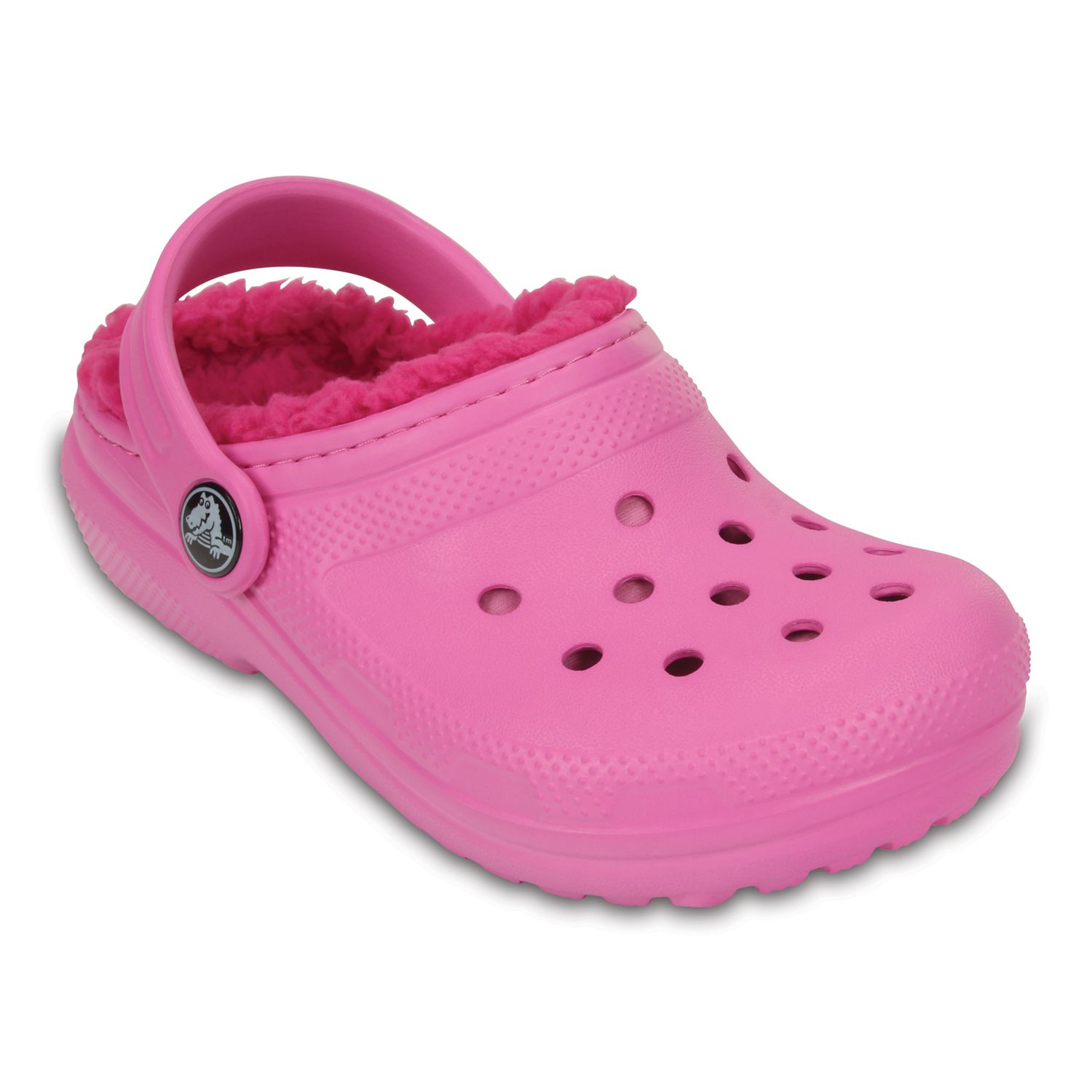 pink furry crocs