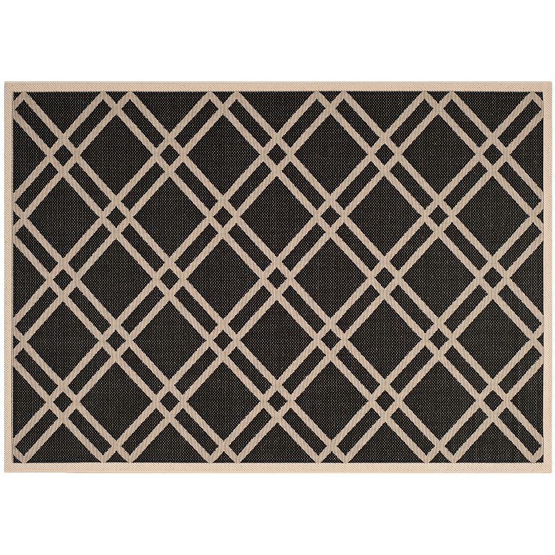 Safavieh Courtyard Lattice Indoor Outdoor Rug, Black, 6.5X9.5 Ft