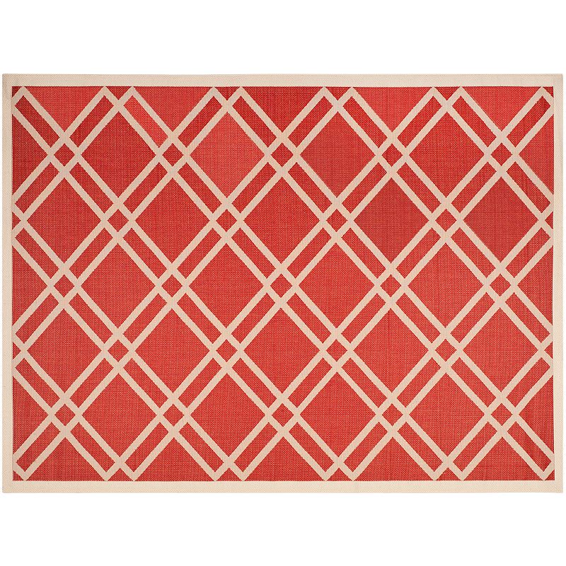 Safavieh Courtyard Lattice Indoor Outdoor Rug, Red, 8Ft Rnd