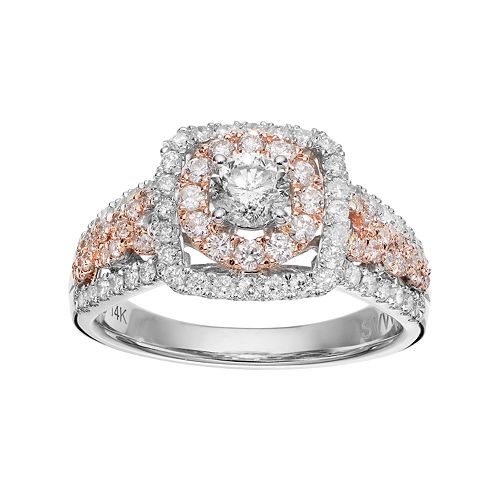 Simply Vera Vera Wang Two Tone 14k White Gold 1 1/4 Carat T.W. Diamond