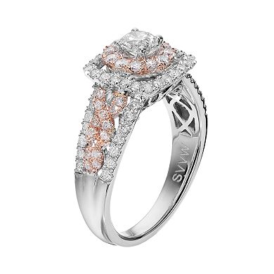 Simply Vera Vera Wang Two Tone 14k White Gold 1 1/4 Carat T.W. Diamond Halo Engagement Ring 