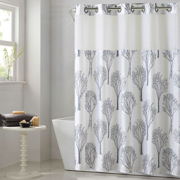 Hookless Modern Tree Shower Curtain With Liner