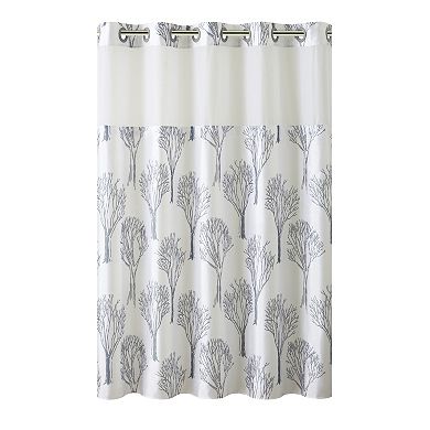 Hookless Modern Tree Shower Curtain with Liner