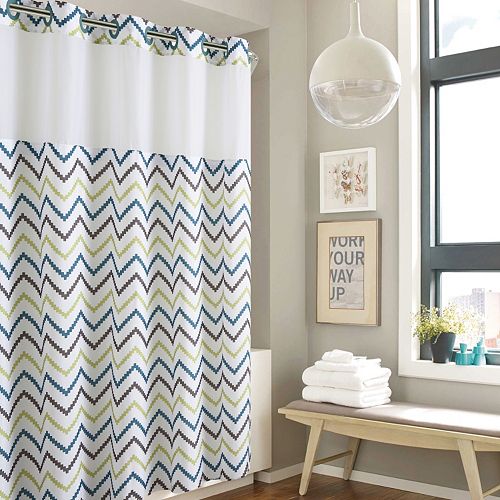 Hookless Tribal Chevron Shower Curtain With Liner