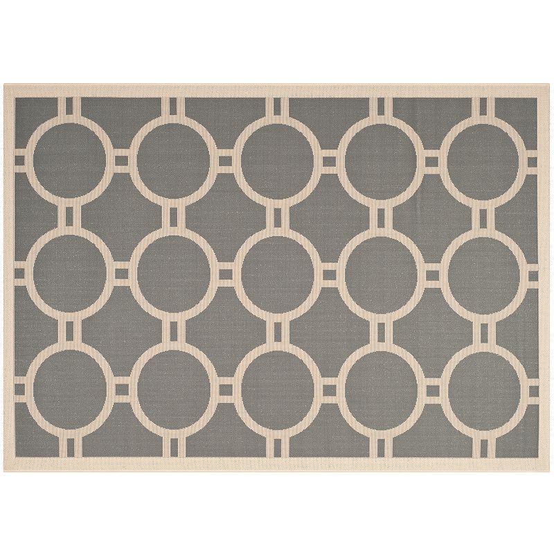 Safavieh Courtyard Circle in the Square Indoor Outdoor Rug, Grey, 8Ft Sq