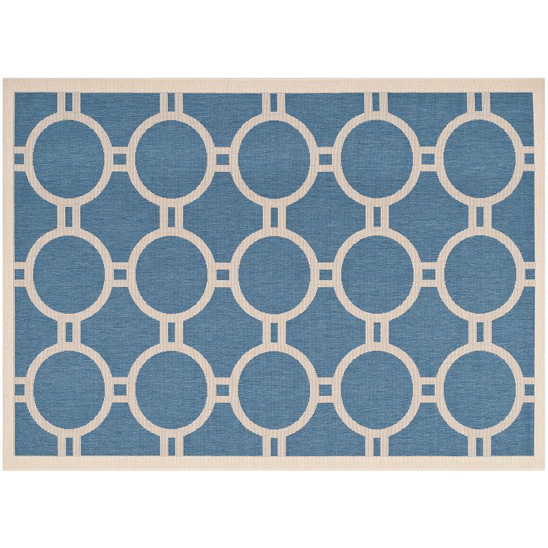 Safavieh Courtyard Circle in the Square Indoor Outdoor Rug, Blue, 8Ft Sq