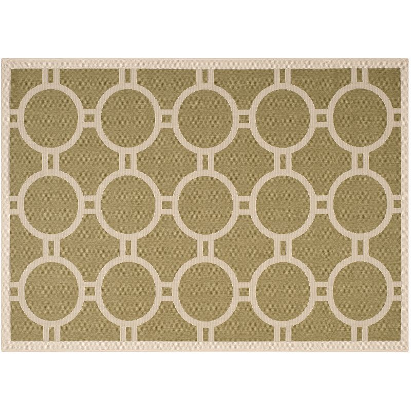 Safavieh Courtyard Circle in the Square Indoor Outdoor Rug, Green, 8Ft Rnd