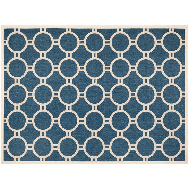 Safavieh Courtyard Circle in the Square Indoor Outdoor Rug, Blue, 6.5Ft Sq