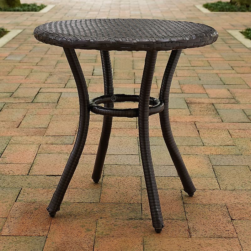 Palm Harbor Faux Wicker Round End Table, Brown