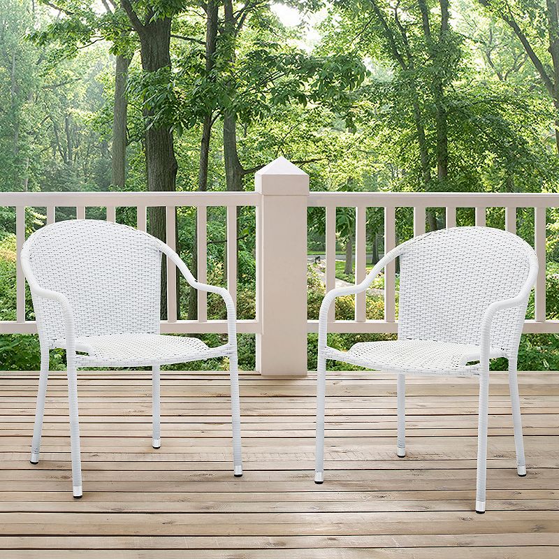 Palm Harbor Outdoor Wicker Stackable Chair 2-piece Set, White