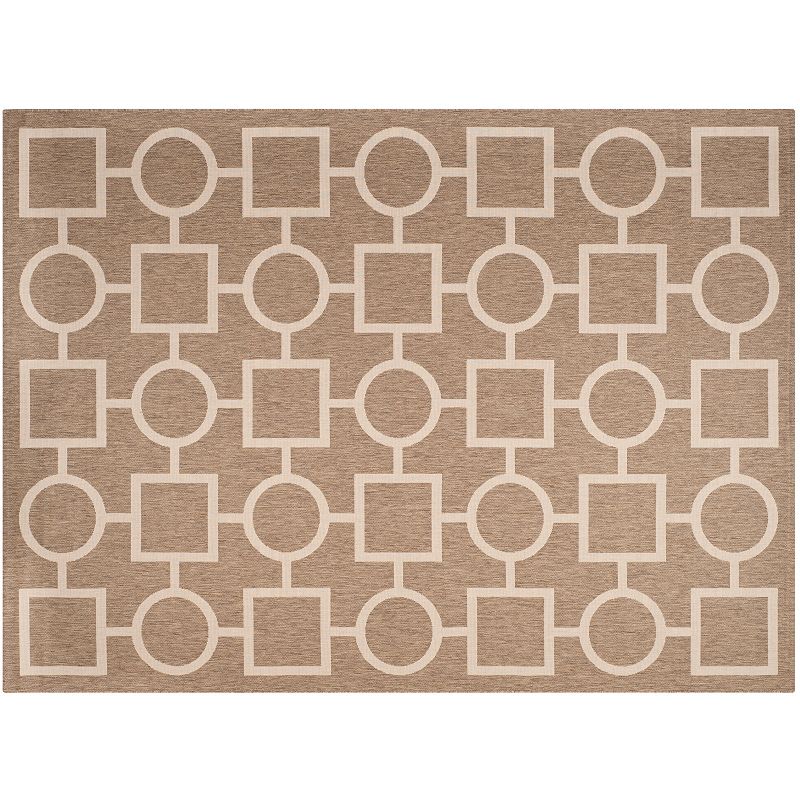 Safavieh Courtyard Geometry Indoor Outdoor Rug, Brown, 2X6.5 Ft