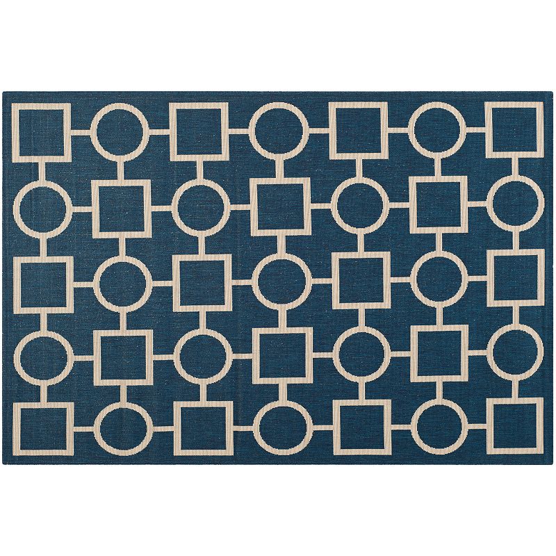 Safavieh Courtyard Geometry Indoor Outdoor Rug, Blue, 6.5X9.5 Ft