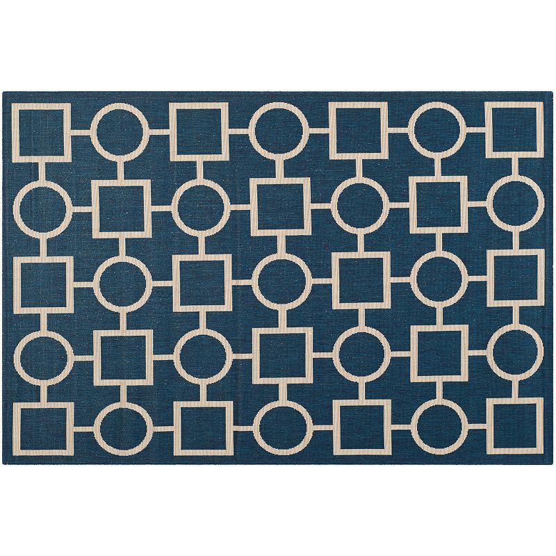 Safavieh Courtyard Geometry Indoor Outdoor Rug, Blue, 6.5X9.5 Ft