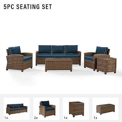 Crosley Bradenton Outdoor Wicker Sofa Conversation 5-piece Set