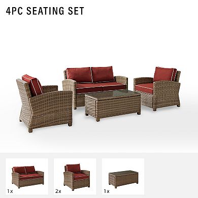 Crosley Bradenton Faux Wicker 4-piece Chairs, Loveseat, & Table Set