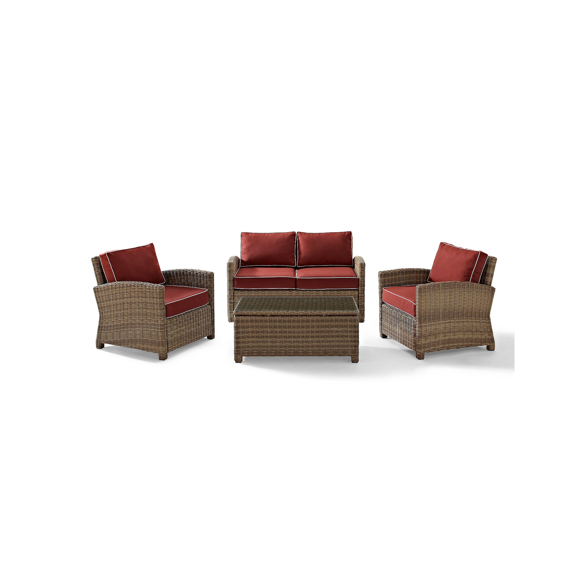 Crosley Bradenton Faux Wicker 4-piece Chairs, Loveseat, & Table Set, Sangri
