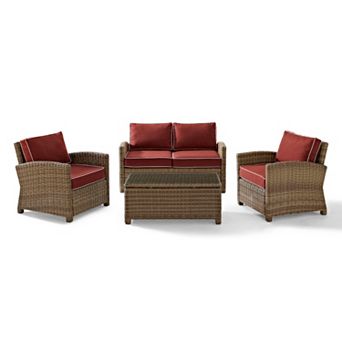Crosley Bradenton Faux Wicker 4 pc Chairs, Loveseat, & Table Set