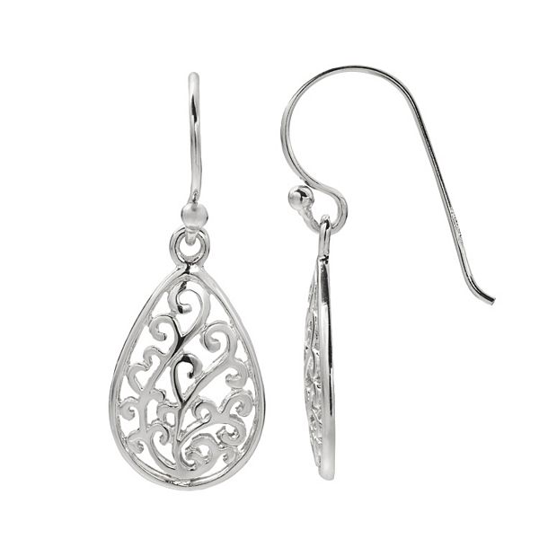Silver VANKER 1 Pair Silver & Rose Gold Plated Leaf Pendant Dangle Earrings Costume Jewellery