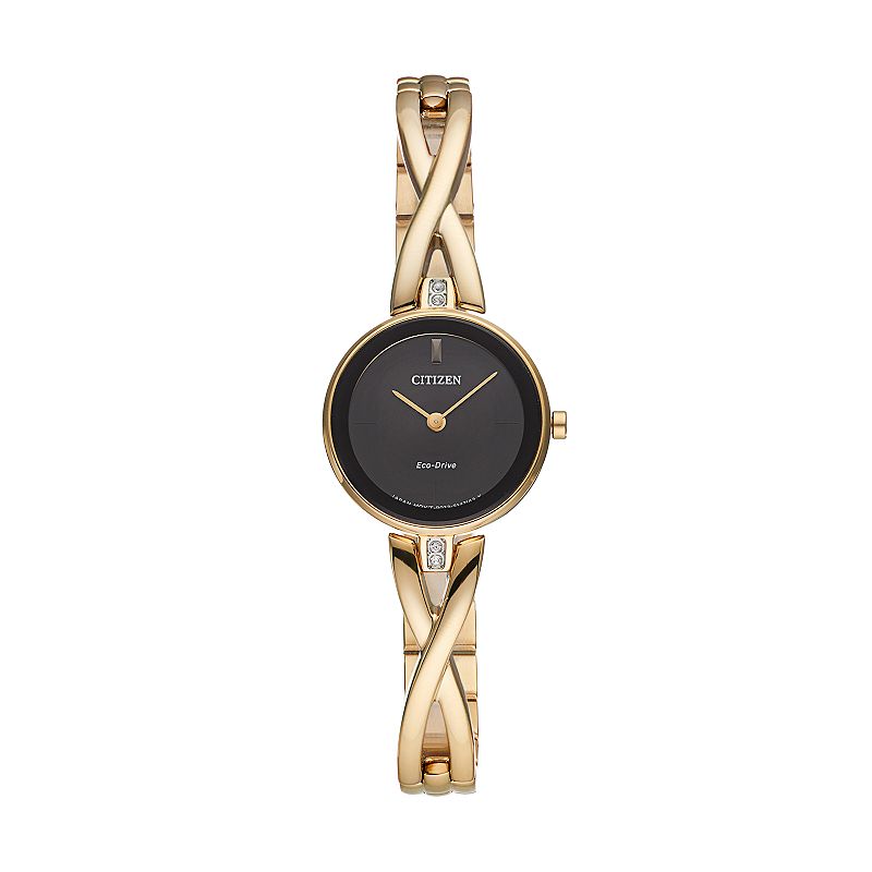 Citizen Eco-Drive Women's Silhouette Crystal Stainless Steel Half-Bangle Watch - EX1422-54E, Gold Tone
