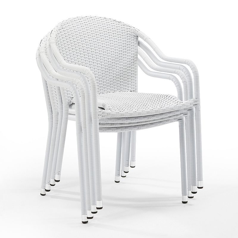 Palm Harbor Outdoor Wicker Stackable Chair 4-piece Set, White