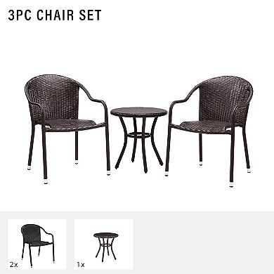 Crosley Palm Harbor Outdoor Wicker Cafe Seating 3-piece Set