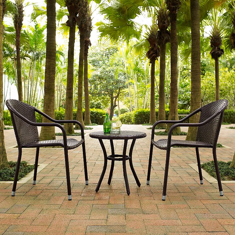 Palm Harbor Outdoor Wicker Cafe Seating 3-piece Set, Brown
