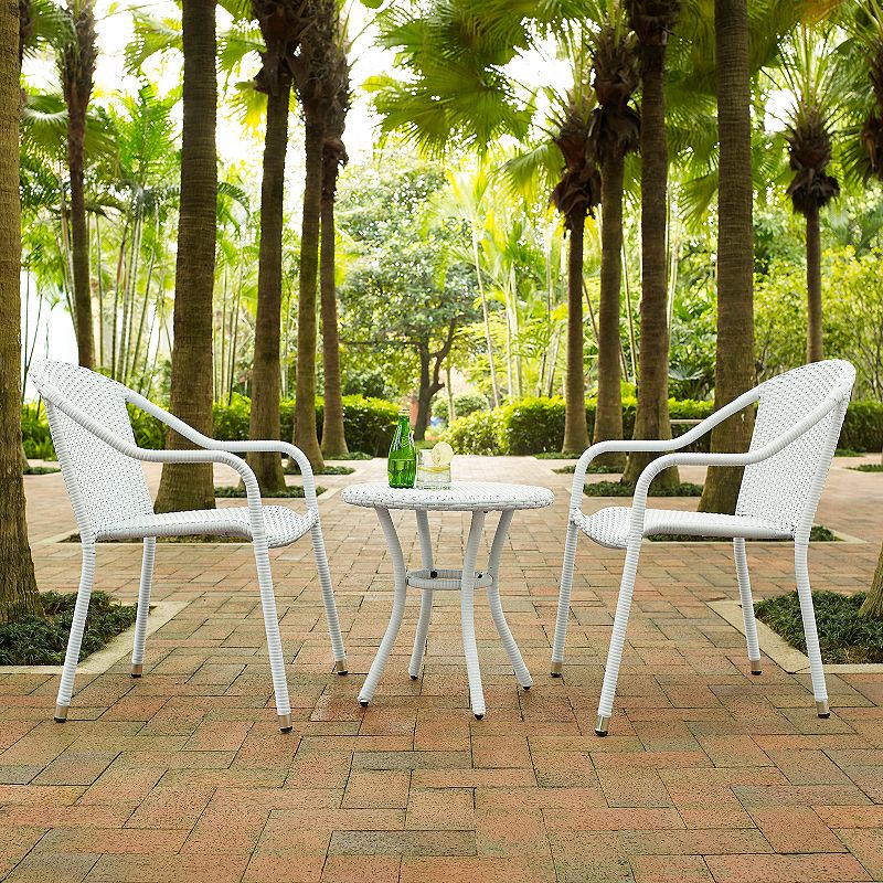 Palm Harbor Outdoor Wicker Cafe Seating 3-piece Set, White