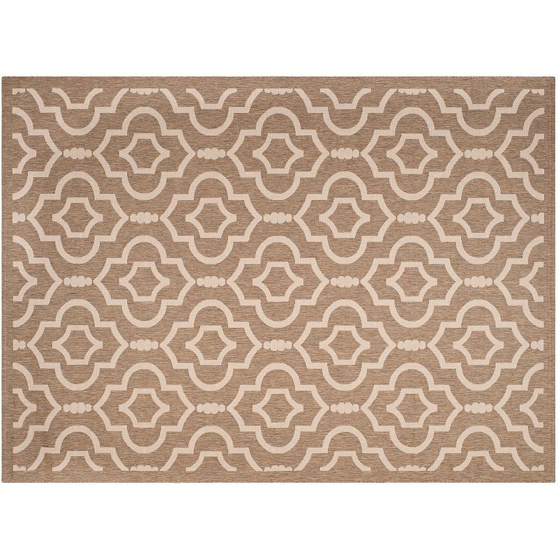 Safavieh Courtyard Clover Canyon Quatrefoil Indoor Outdoor Rug, Brown, 8Ft Sq