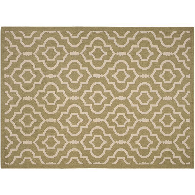 Safavieh Courtyard Clover Canyon Quatrefoil Indoor Outdoor Rug, Green, 8Ft Sq