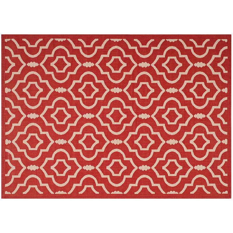 Safavieh Courtyard Clover Canyon Quatrefoil Indoor Outdoor Rug, Red, 8X11 Ft