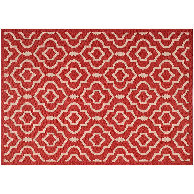 Safavieh Courtyard Clover Canyon Quatrefoil Indoor Outdoor Rug, Red, 8X11 Ft