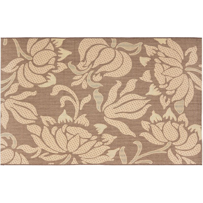 Safavieh Courtyard Floral Block Indoor Outdoor Rug, Brown, 8X11 Ft