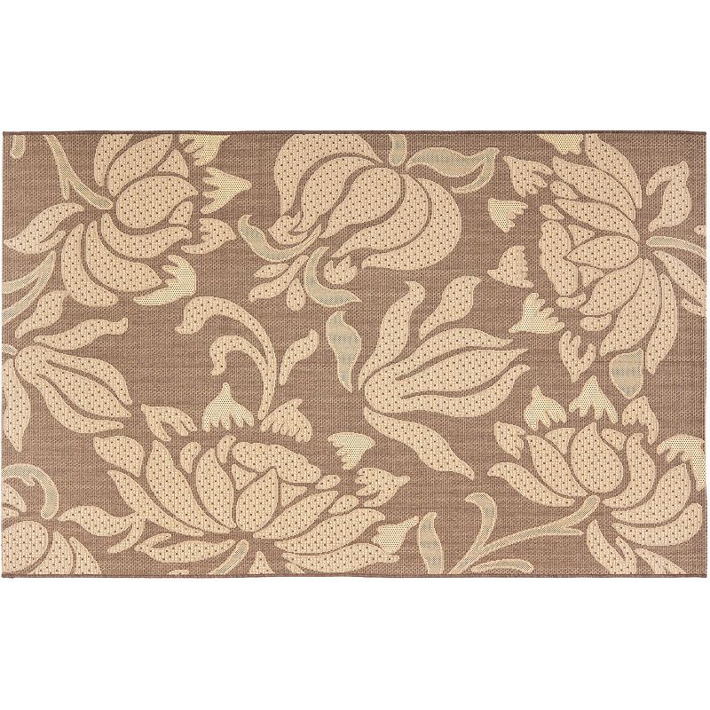 Safavieh Courtyard Floral Block Indoor Outdoor Rug, Brown, 8X11 Ft