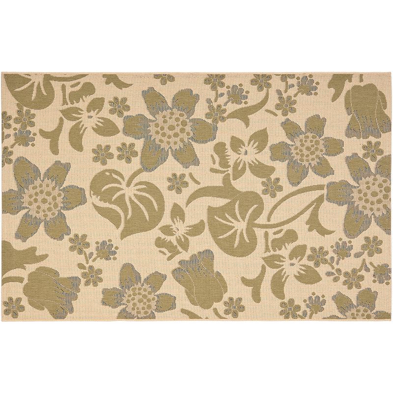 Safavieh Courtyard Lily Pad Floral Indoor Outdoor Rug, Beig/Green, 6.5X9.5 Ft