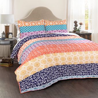 Lush Decor Bohemian Stripe Quilt Set