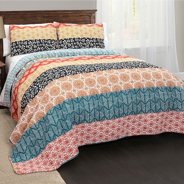 Lush Decor Bohemian Stripe Quilt Set