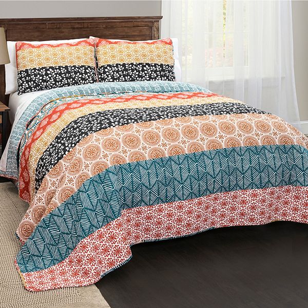 Details about   Caurbed Boho Quilt Set Queen Size Bohemian Striped Pattern Printed Quilt Coverle 